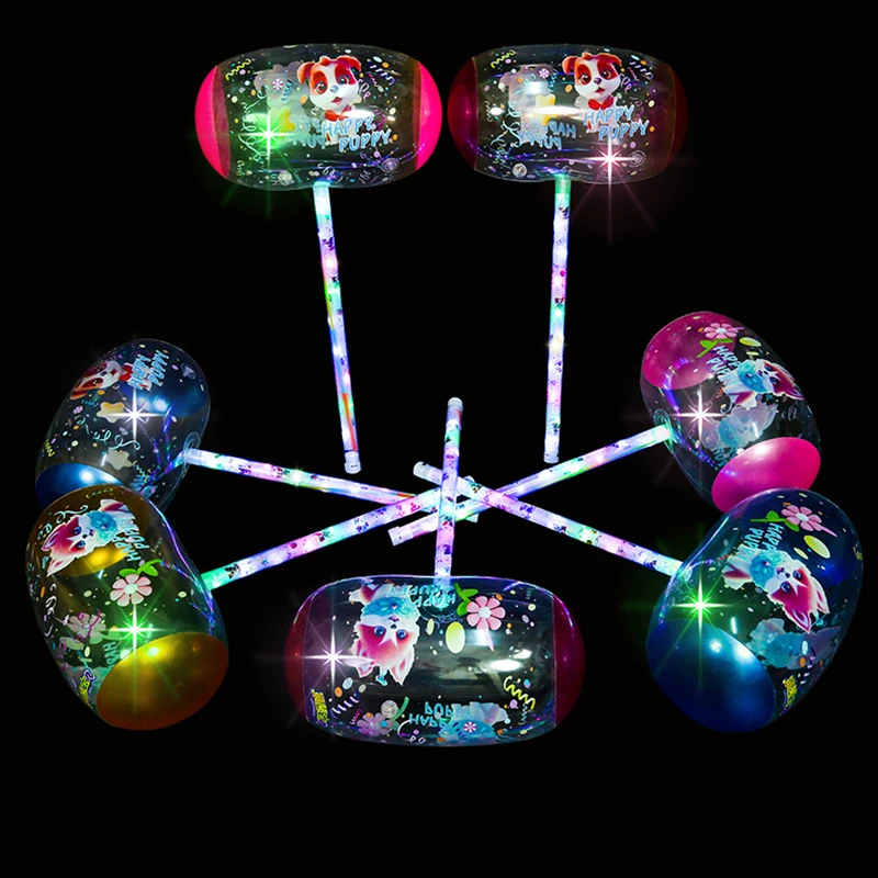 New PVC Children's Toys Transparent Thickened Flash Inflatable Hammer Light-emitting Hammer Toys Party Supplies Props