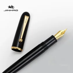 JINHAO Transparent Acrylic Fountain Pen with 35MM Nib - Elegant Writing Gift and Office Stationery - Flex Nib (Black)