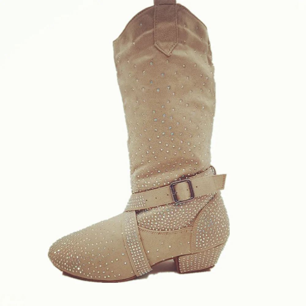 Practice OEM Latin Dance Boots Rhinestone Brown Soft Latin Salsa Ballroom Party Dancing Shoes Black Sport Party Dance Boot Shoes 5