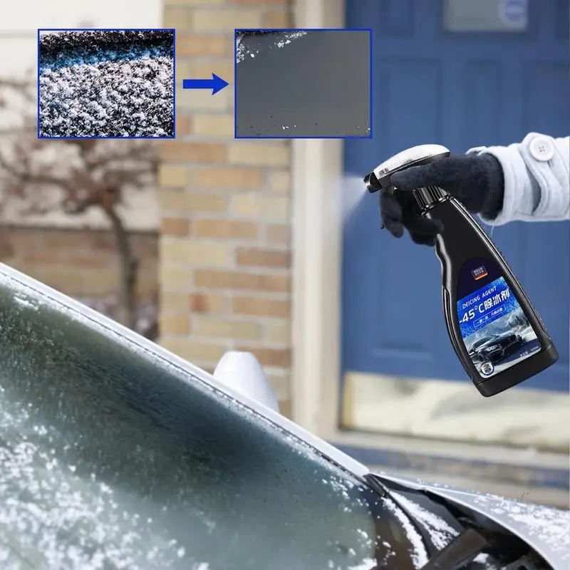 Windshield Ice Melt Spray 500ml Auto Windshield Deicing Spray Snow Removal For Window Snow Melting Defrost Liquid Car