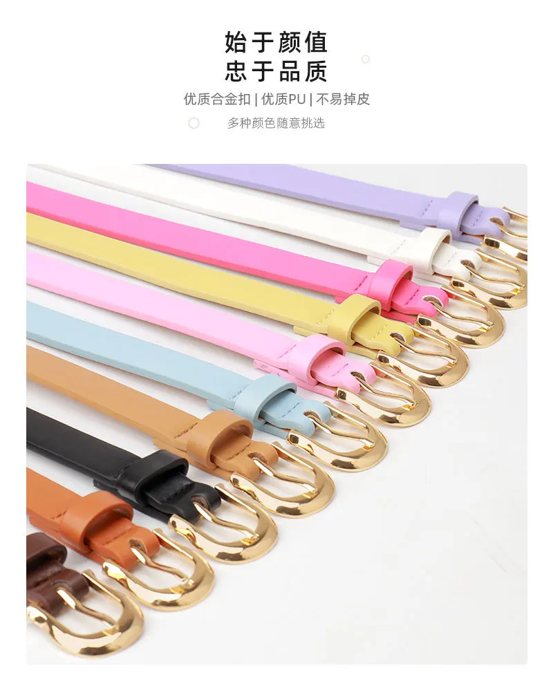 1.8x103cm Women's Thin Belt Versatile Korean Style Simple Candy Color Jeans Belt Decorative Skinny Waistband