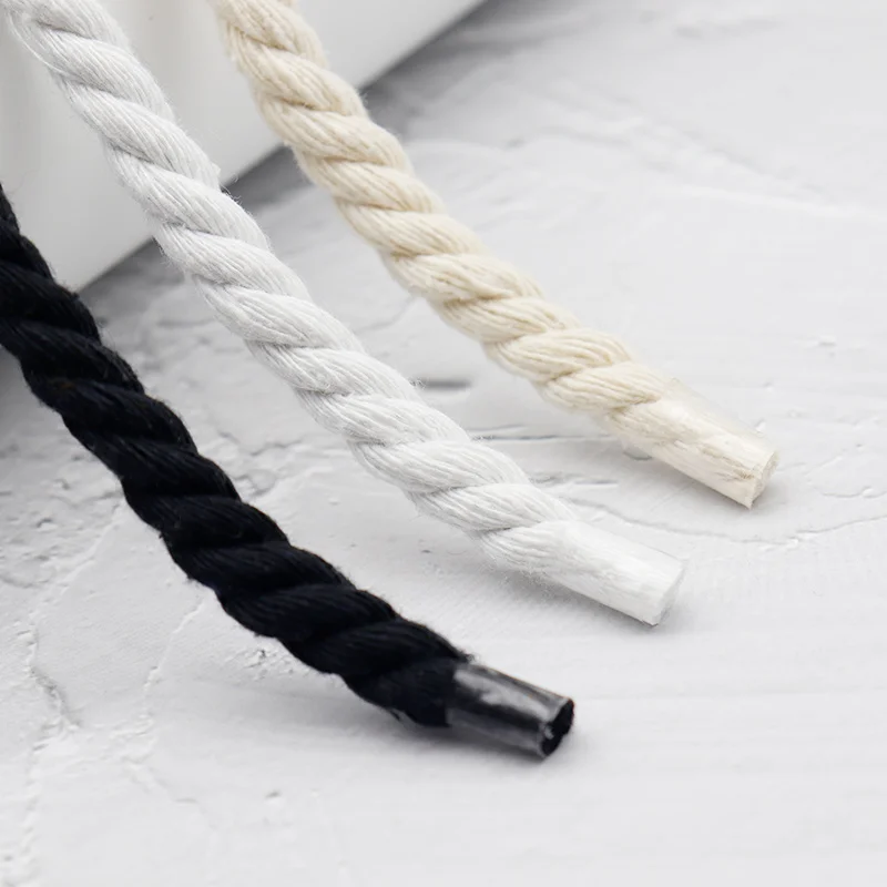1 paio di corda a tre fili corda di cotone rotonda tinta unita 0.7cm di larghezza 60-180cm corda spessa resistente all'usura adatta per uomini e donne