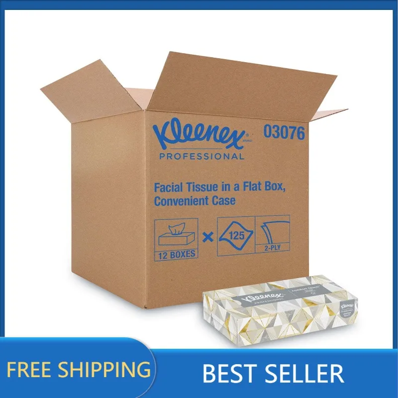 

Commercial Facial Tissue Kleenex White Facial Tissue, 2-Ply, 125 Sheets/Box, 12 Boxes/Carton -KCC03076