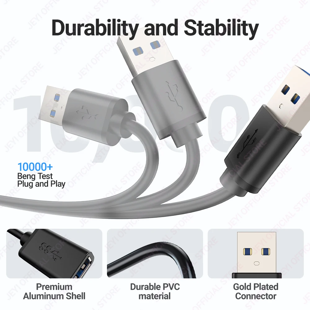 JEYI USB 연장 케이블, USB 3.0 GEN1 5G 연장 수-암 코드, 빠른 데이터 전송 호환 키보드, 마우스, 플래시 드라이브