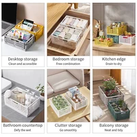Table Top Folding Storage Basket Stackable Makeup Jewellery Toys Box Cosmetic Container Desktop Holder Crate Folding Box Basket 6