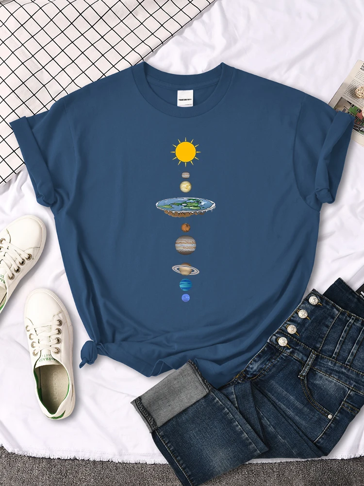 The Eight Planets Of The Solar System Print Famale T Shirt Casual New Tshirt Oversized Soft Top Fashion Style Women's Tshirt