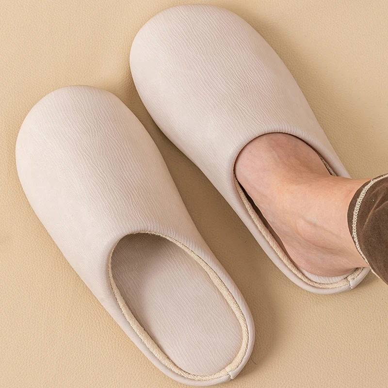 Mute Anti Slip Home Cotton Slippers for Women Indoor Warm Waterproof Plush Slippers Woman Comfortable Soft Sole House Slippers