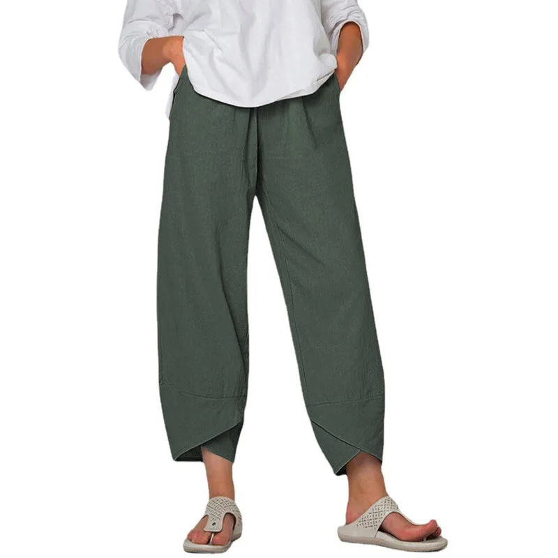

Women Cotton Linen Pants Loose Elastic Waist Wide Leg Trousers Streetwear Vintage Summer Solid Casual Oversize Pants Mujer