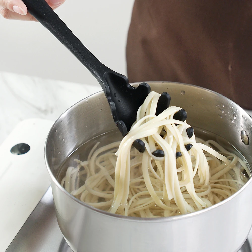 Description Picture 6 of itemLong Handle Silicone Ladle Soup Spoon Colander Ramen Noodles Tablespoons Scoop Rice Salad Stirring Spoons Kitchen Teaspoons