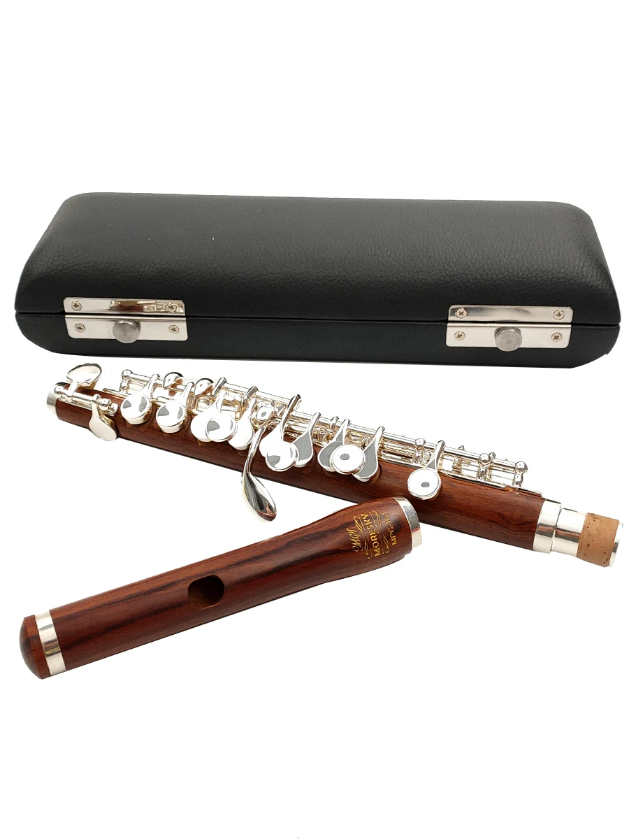 MORESKY red wood Piccolo C Key Cupronickel Flute Silver Plated keys red wooden Body Material MPC-161