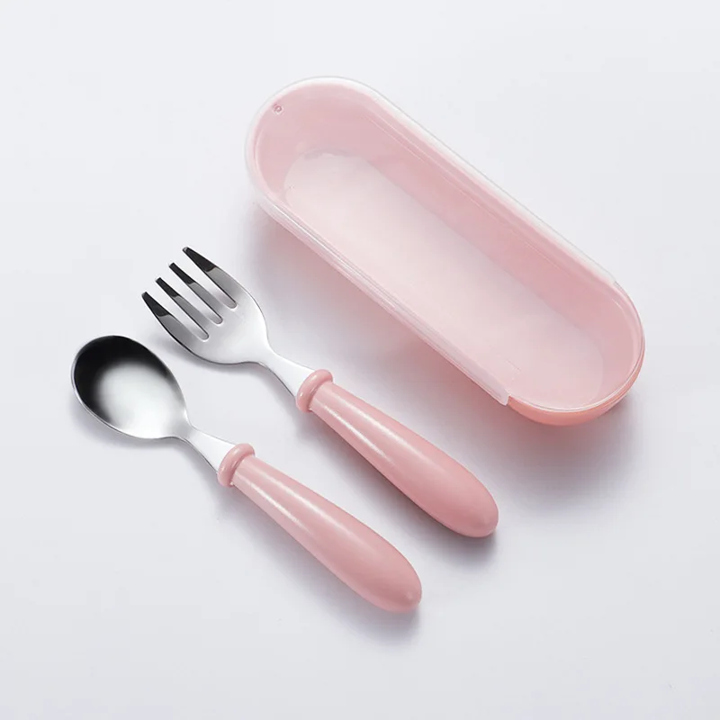 3Pcs/Set Complementary Food Training Fork Spoon Set Tableware Set Fork Spoon Dining Spoon Portable Tableware Set for Going Out