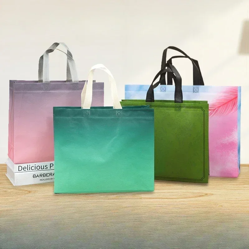 10PCS Coated Non-woven Fabric Bag Clothing Nonwovens Pack Handbag Environmentally Friendly Gift Shopping Packaging Bag 2