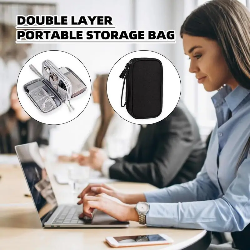 

Cable Organizer Storage Bag Portable Waterproof Double Layers All-in-One Storage Bags For Cable Wires Storage Organizer pouch