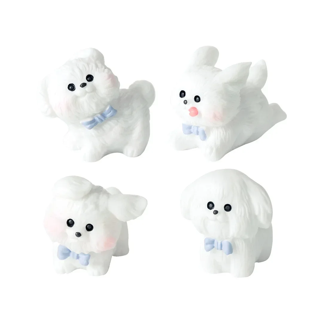 Figurines Miniatures Cute Dog White Running Puppy Micro Landscape Ornaments for Home Decorations Decor for Room Desk Accessories