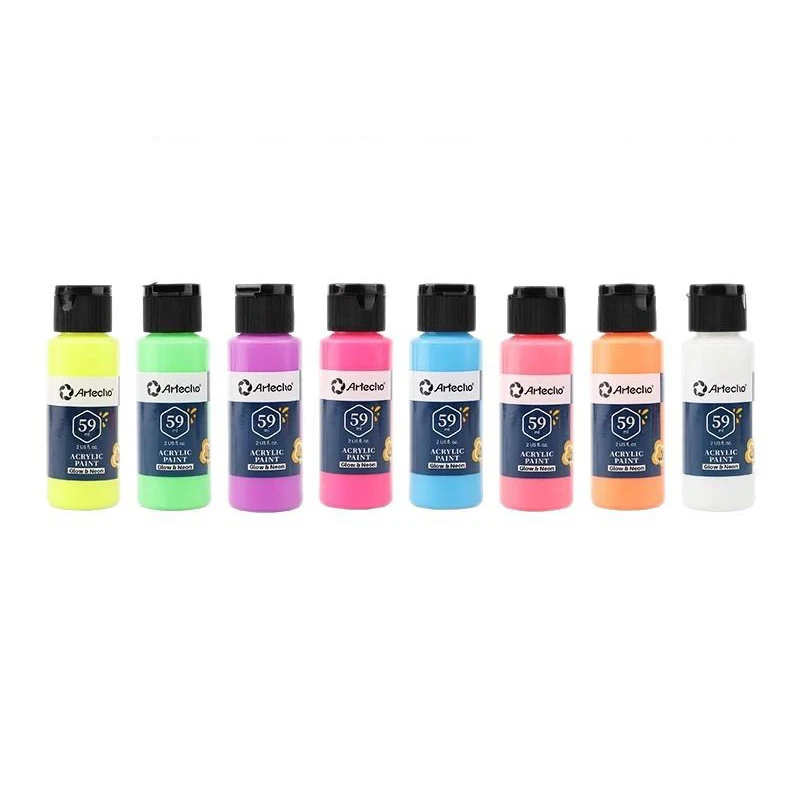 59ml 형광 안료 오래 지속되는 빛나는 페인트 손으로 그린 DIY 파티 용품에 대한 어두운 아크릴 페인트에 자동 글로우 글로우