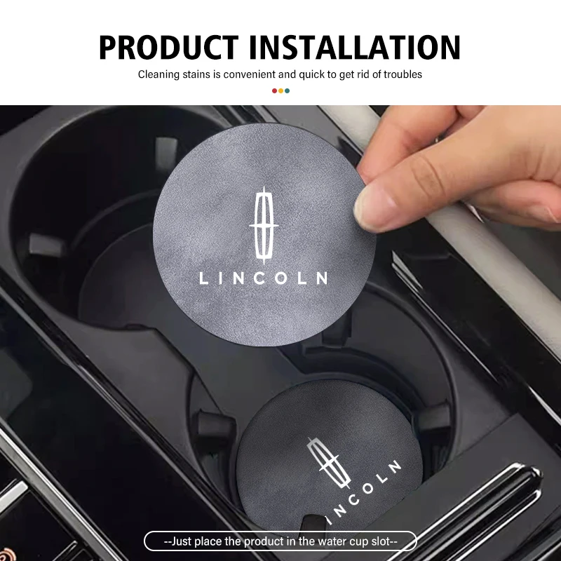 Sheepskin Car Coaster Water Cup Holder Anti-skid Slot Pad For Lincoln Navigator MKZ MKX MKC MKT Continental Nautilus 2pcs cup holder coasters car coaster pads