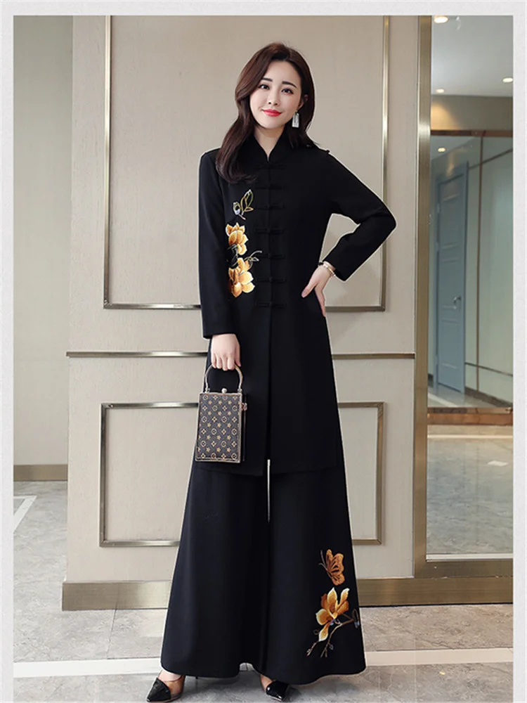 Chinese Style Two Piece Set Women Fashion National Embroidered 