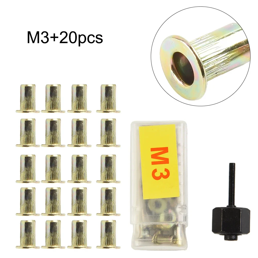 21pcs/set Rivet Nut Tools Hand Rivet Nut Head Simple Installation Manual Riveter For Rivnuts Tools M3 4 M5 M6 M8 M10 Series