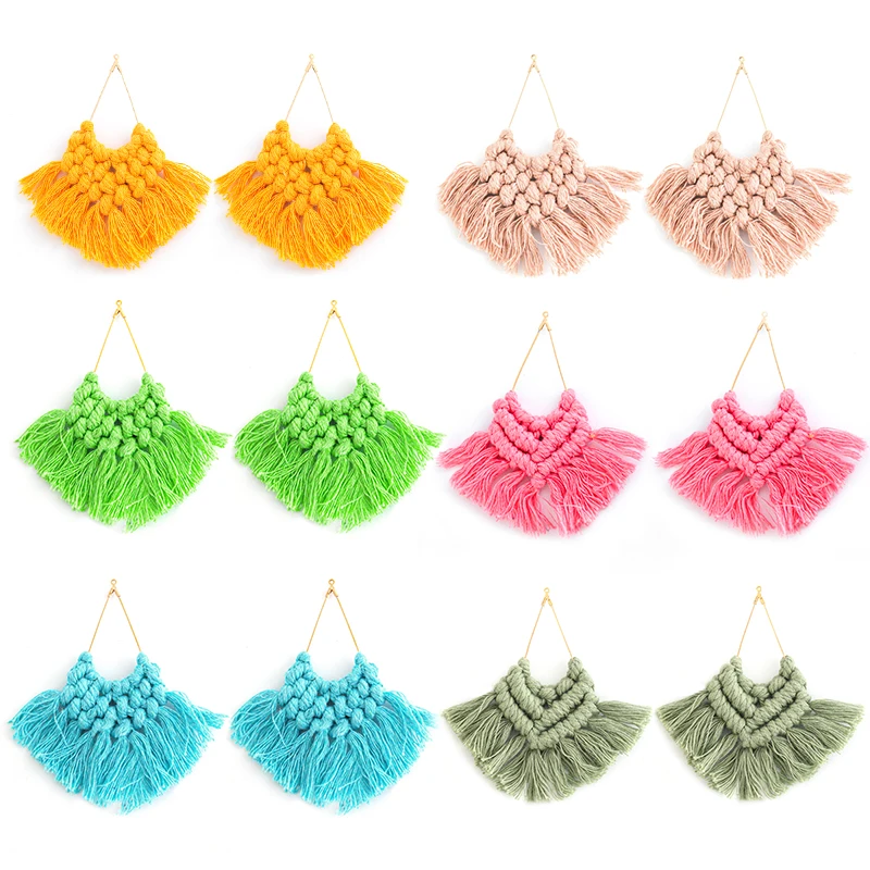 

2pcs Boho Tassel Pendant Blue White Red Charm For Jewelry Making Women Earrings DIY Handmake Accessories