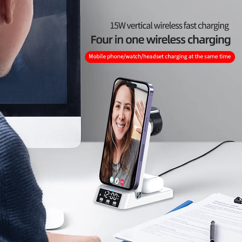 Wireless Charger 3 in 1 For iPhone 14 13 12 Pro Max 15W Qi Fast Charging Dock Station For Apple Watch Series 8 7 Chargers Stand