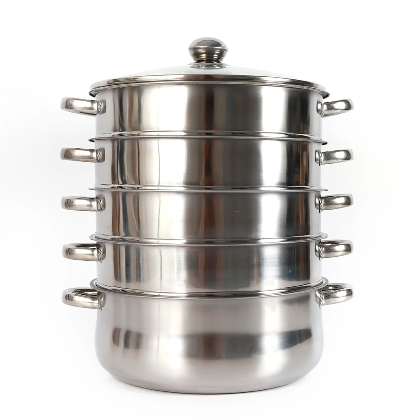 

5-Tier Stainless Steel Food Steamer Meat Vegetable Steamer Pot Kitchen Cookware with Lid