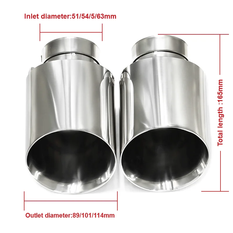 1 Pcs Universal Exhaust Tip 304 Stainless Steel Car Exhaust Muffler Tip Tailpipe Oblique Mouth Car 63mm inlet Tips exhaust muffler tip