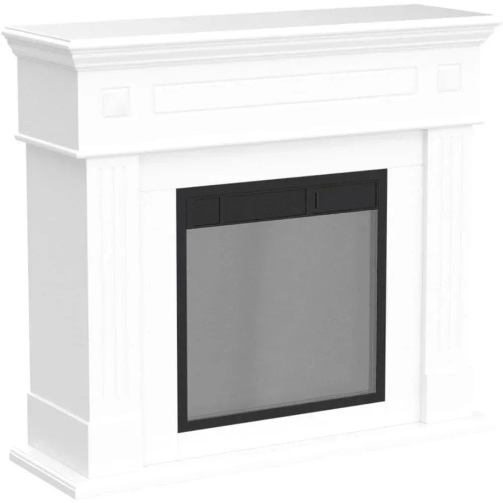 Electric Fireplace Mantel Package Wooden Surround Firebox TV Stand Free Standing Electric Fireplace Heater, Adjustable Led Flame 4