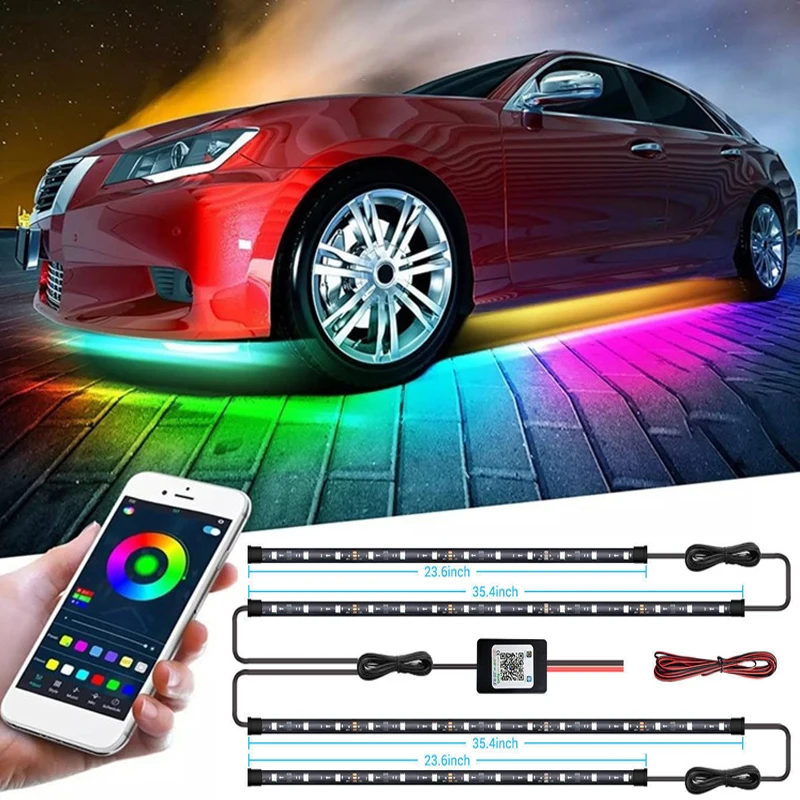 

Car Neon Light Underglow RGB LED Underbody Ambient Light Flexible Strip 12V With App Control Auto Decorative Atmosphere Lamps