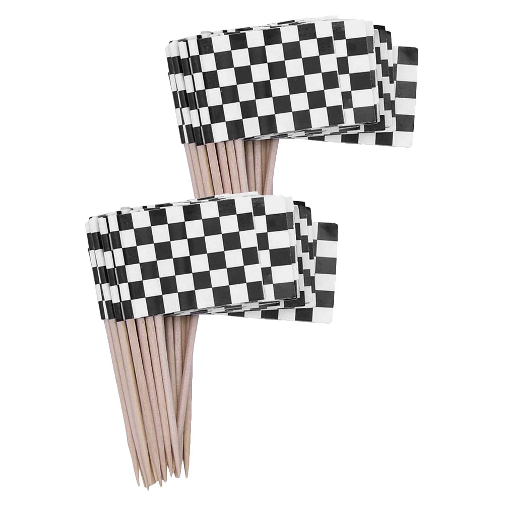 

48 Pcs Tooth Pick Flags Fruit Food Sticks Top Hat Picks Cocktail Ornaments Wood Cake Dessert Toothpick Bathroom Decorations