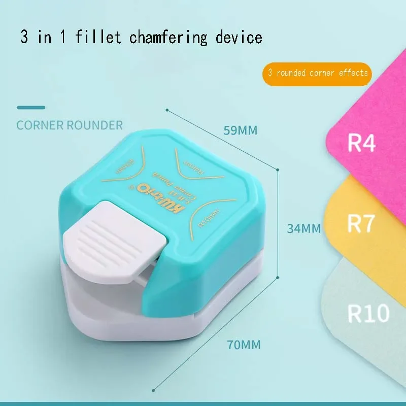 3-in-1 Mini Corner Rounder Punch R4 R7 R10 R5mm Round Corner Trimmer Cutter for Card Photo Paper Laminating Pouches Stationery corner cutter corner punch fillet cutting tool bevel cutter