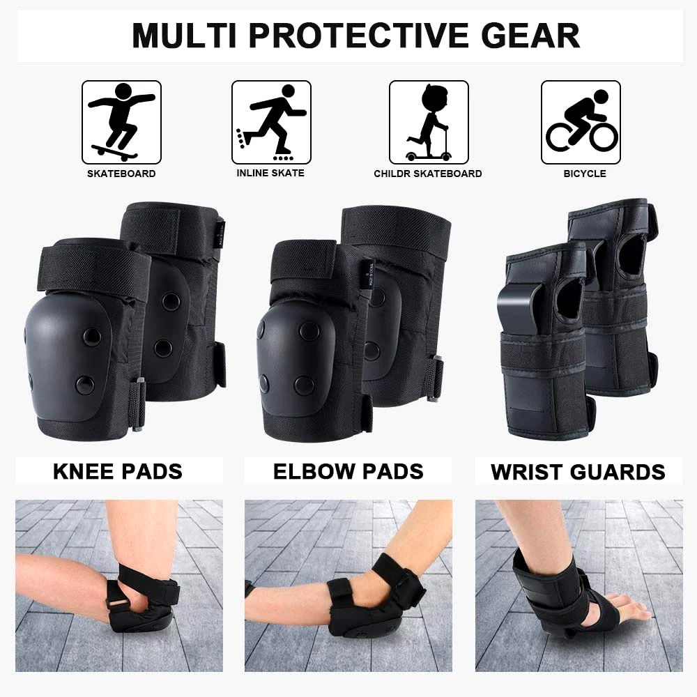 Adult/Child Knee Pads Elbow Pads Wrist Guards 3 in 1 Protective Gear Set  for Skateboarding Inline Roller Biking Roller Skating - AliExpress