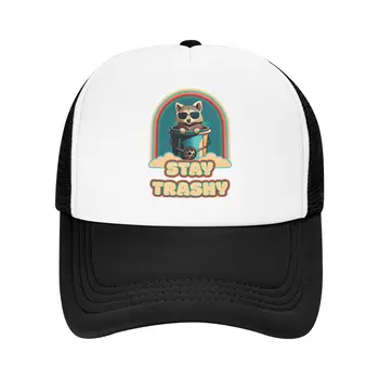 Fun Happy Raccoon Lover Stay Trashy Trucker Hat For Men Women Summer Breathable Mesh Side Caps Hats For Casual Wear 1
