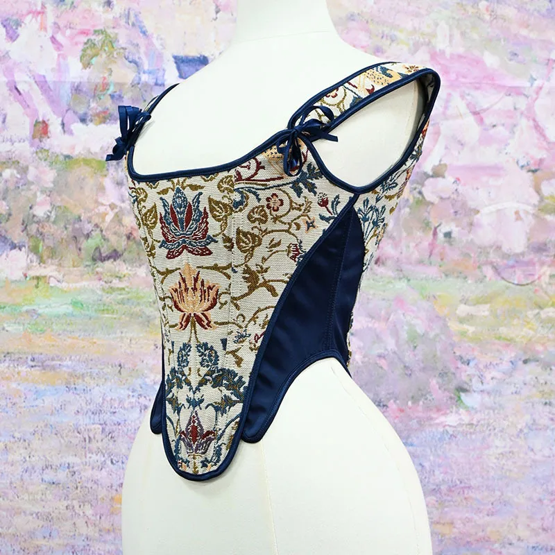Damen Luxus Patchwork Korsett-Top Vintage Tierdruck Mieder Stahlkorsett Rückenschnürung Bühnenkostüm Formgebende Weste Übergröße – Detail 8