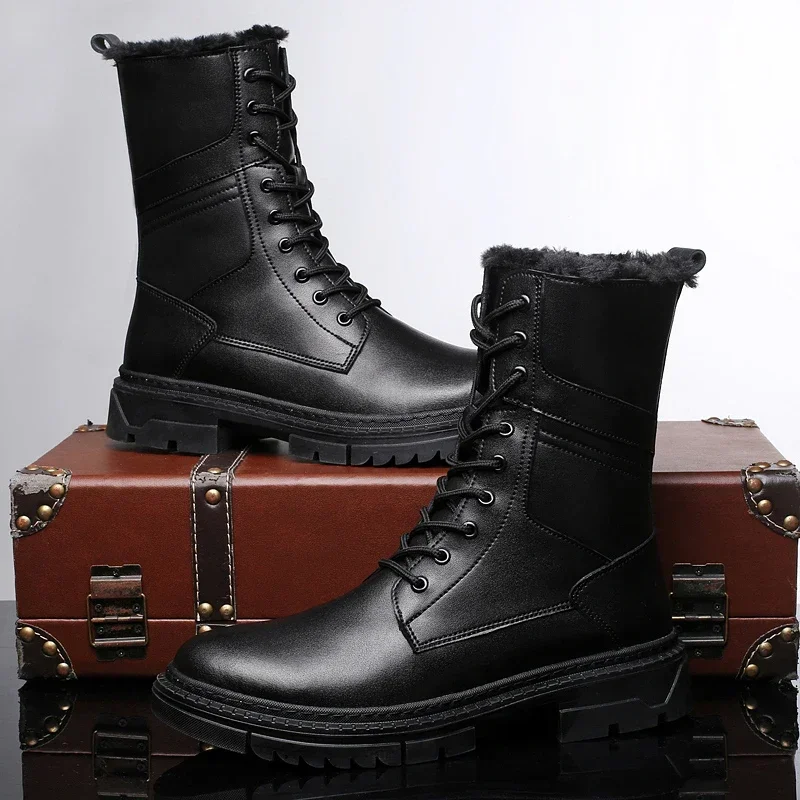 

Military Tactical Boots for Men Black Army Combat Men Boots Rubber Casual Shoes Mens Genuine Leather Winter Boots Plus Size38-49