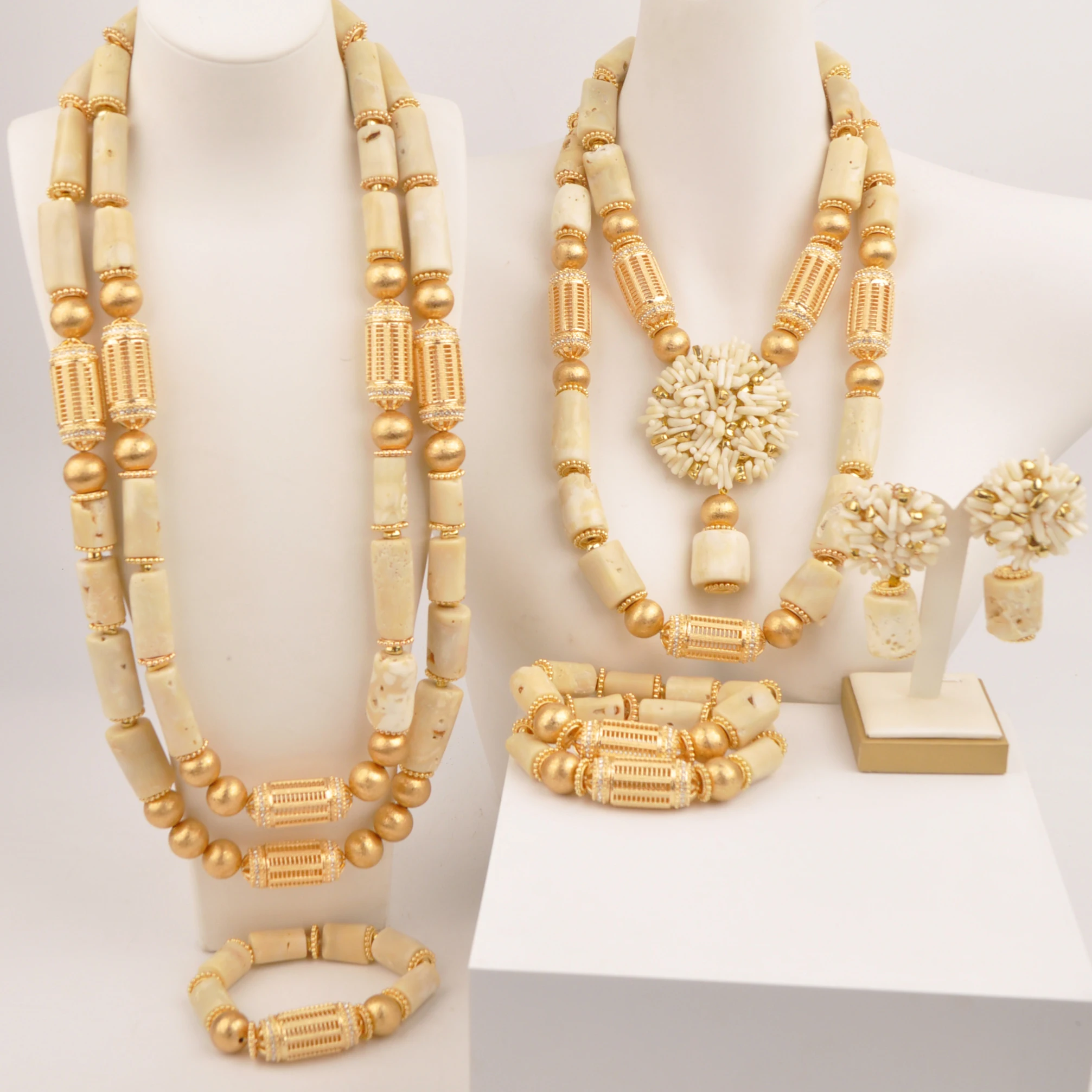 african-wedding-beads-natural-white-coral-jewelry-set