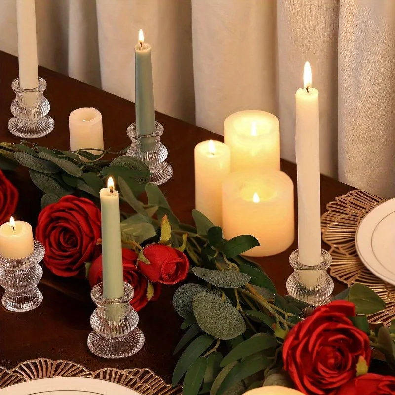 Elegant Candle Holder Set - Romantic Desk Accessories for Weddings and Holiday Decor (Set of 6)