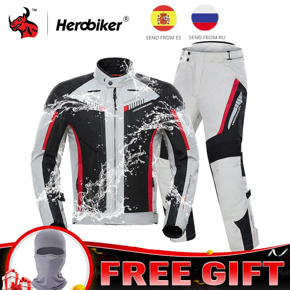 HEROBIKER 오토바이 재킷 바디 아머 방풍 라이딩 모토크로스 재킷 수트, CE 프로텍터 포함 방한 모토 의류 ...