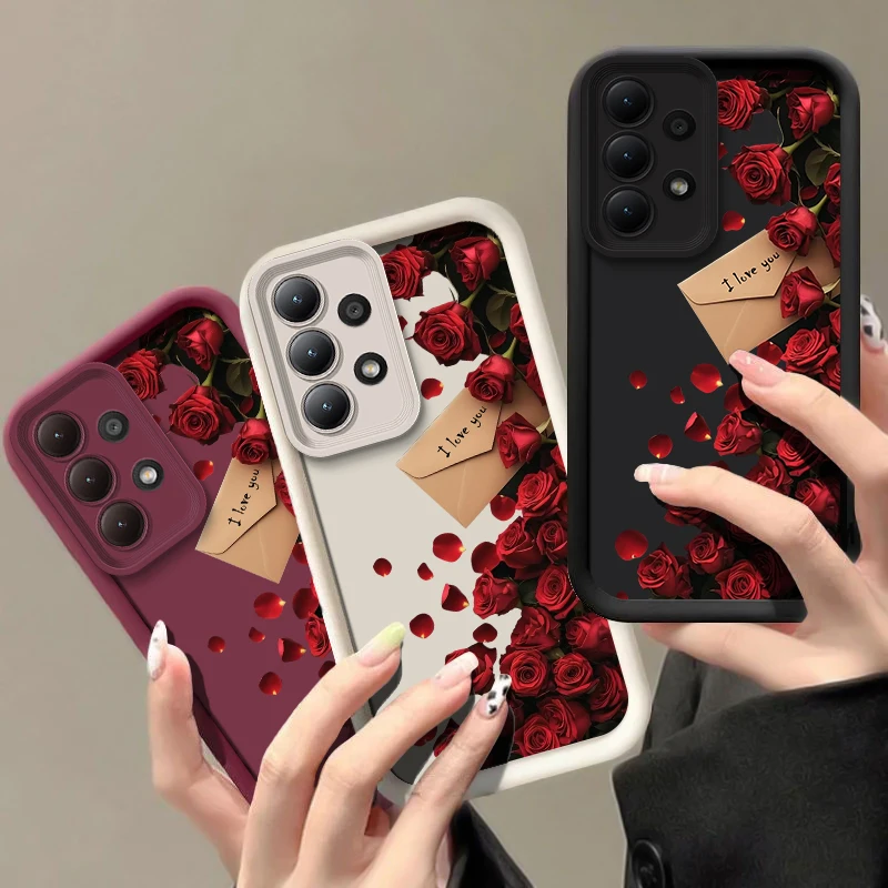 Rose Flowers Silicone Soft Phone Cover - Elegant Aesthetic Protection