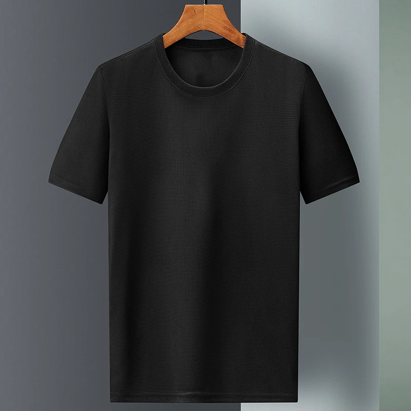

2022 Summer Top Quality Loose Round Neck Short-sleeved T-shirt Men Solid Color Fashion Casual T-shirt Basic Man Tee Shirt S94