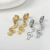 Kkjoy Fashion Stainless Steel Gold Color Music Symbol Earrings For Women Simple Treble Clef Note Earrings Temperament Party Gift 4