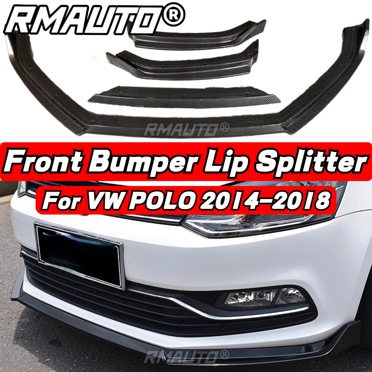 Polo Mk5 Lip In Fibra Di Carbonio Paraurti Anteriore Diffusore Splitter Spoiler Posteriore Body Kit Per Volkswagen Vw Polo Mk5 Mk6 Mk7 Mk8 2009-2023
