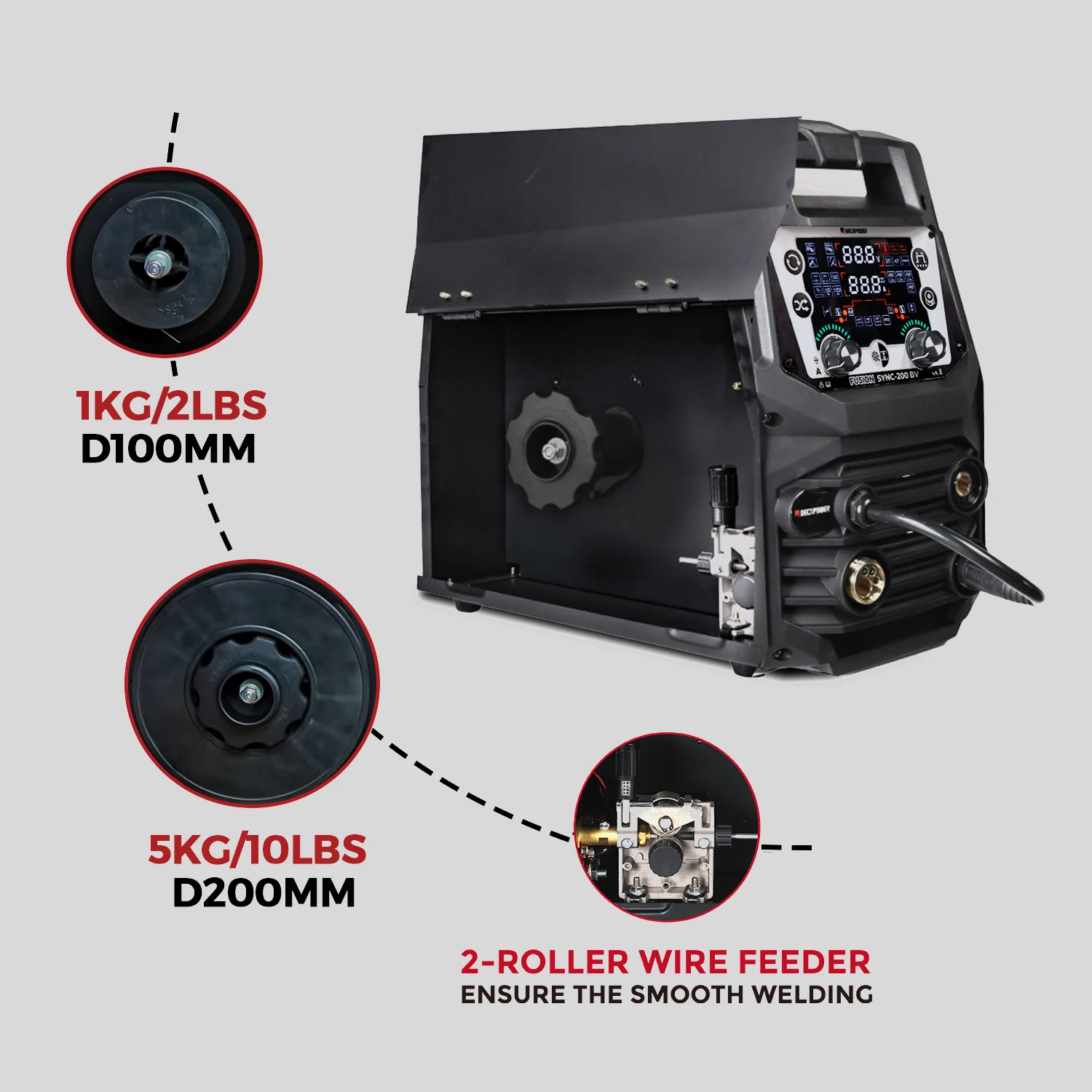 DECAPOWER SYNCMIG 200 dual voltage MIG MAG MMA LIFT TIG 4 IN 1 Welder Gas Gasless welding machine 6