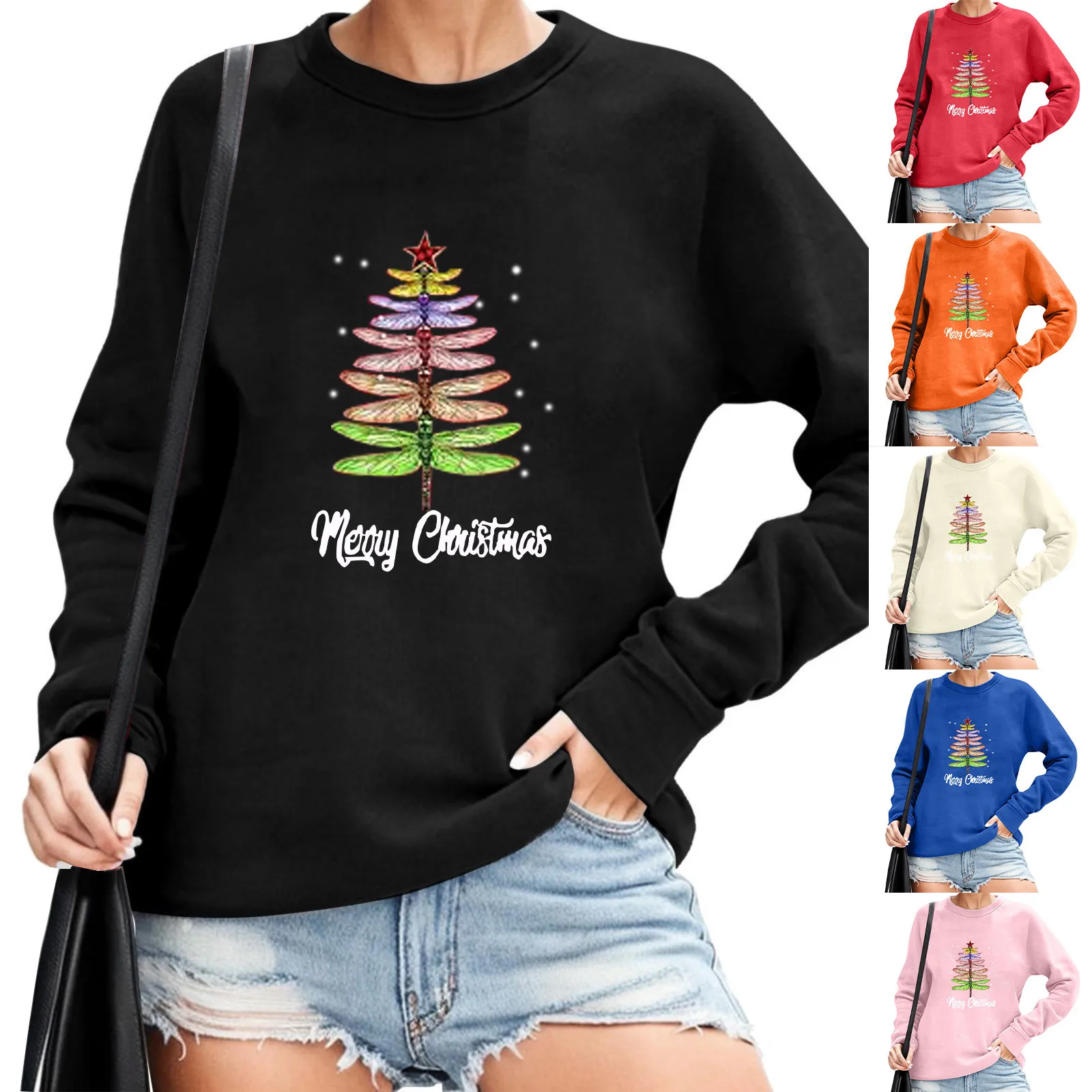 

Comfort Color Sweatshirts Women Women's Merry Christmas Hoodless Sweatshirt For Funny Drop Shoulder Long Sleeve Zipper Sweater