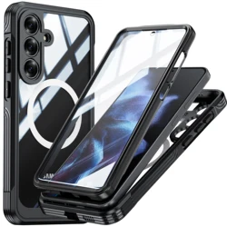 Ultra - Thin Transparent Wireless Magnetic Phone Case - Drop - Proof, Scratch - Proof, Dust - Proof, Shockproof - Galaxy S21 FE 5G (Black)