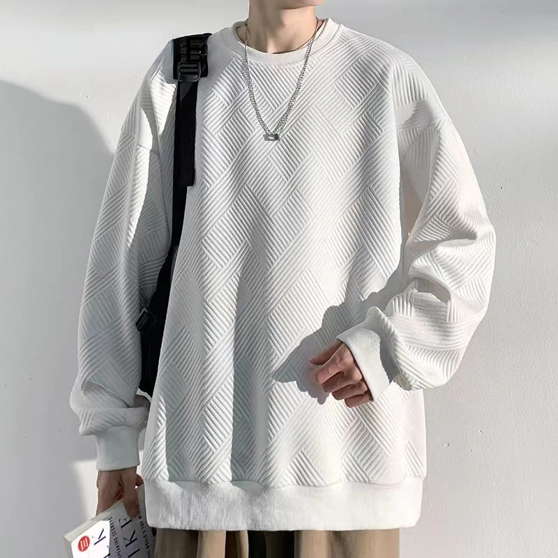 

Spring Long Sleeve Sweatshirt Mens American High Street Solid Color Thin Sweatshirt Loose Casual Harajuku Hoodies Streetwear