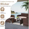 4 Pieces Outdoor Patio Furniture Sets Rattan Chair Patio Set Wicker Conversation Set Poolside Lawn Chairs Porch Poolside Balcony 3