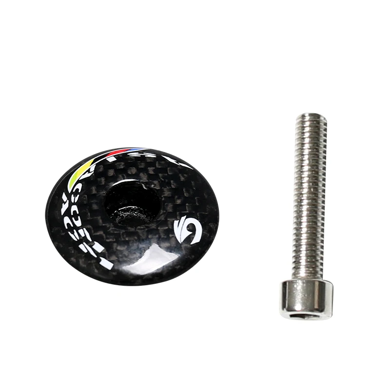 Bicycle Headset Bike Stem Cap Bicycle Head Cap Newest Glossy 3k Full Carbon Fibre Bicycle Stem Cover Bike Headsets cover Carbon Top Caps With Bolts Bike lightest Parts