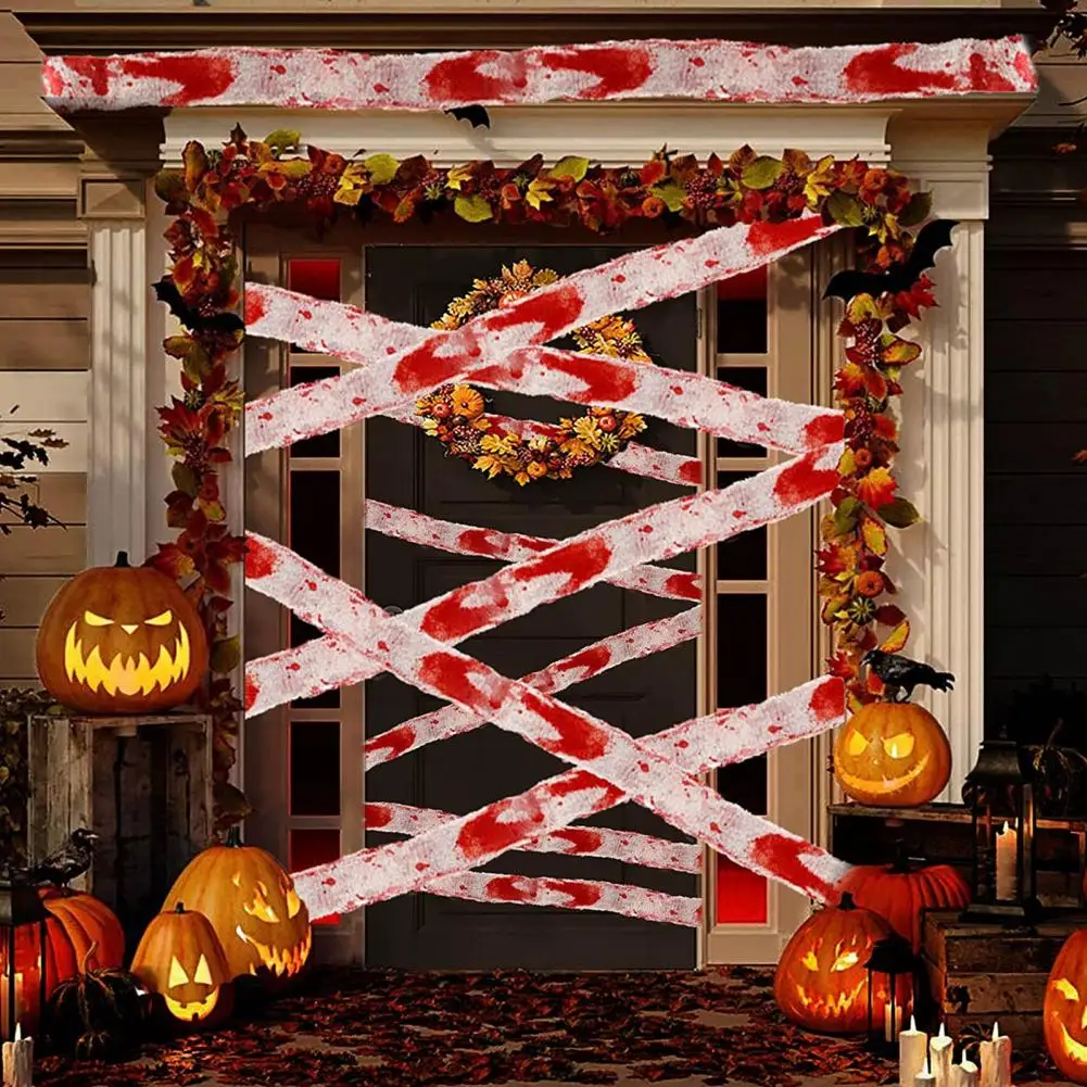 Halloween Bloody Cloth Strips,Halloween Creepy Cloth Spooky Fabric Strip Drape for DIY Costume Decoration,halloween decoration