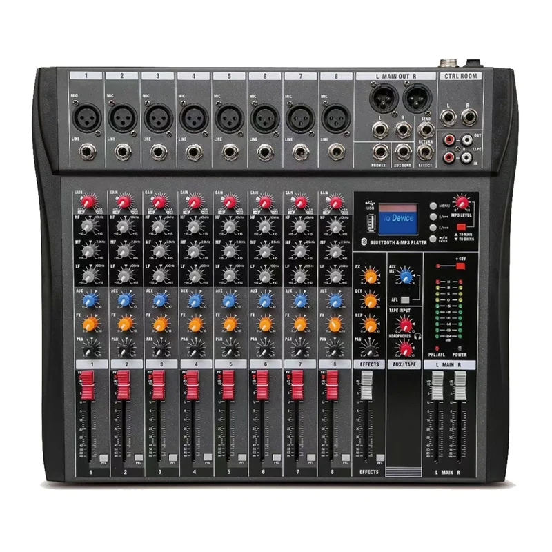

CT80 Professional Audio Mixer 8-Channel Bluetooth USB Effect 48V Recording Sound Mixer Console