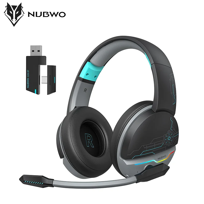 NUBWO G06 Dual Wireless Gaming Headset with Microphone for PS5, PS4, PC